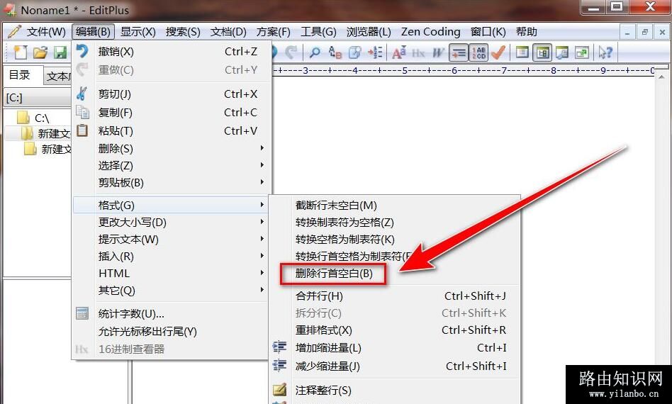 EditPlus怎么批量删除行首空白