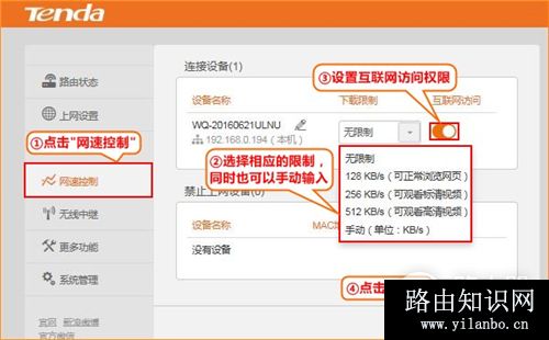 腾达 F3 v6.0 无线路由器网速控制设置